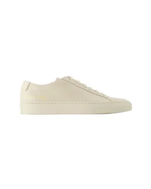 Beige Leather Low Top Sneakers