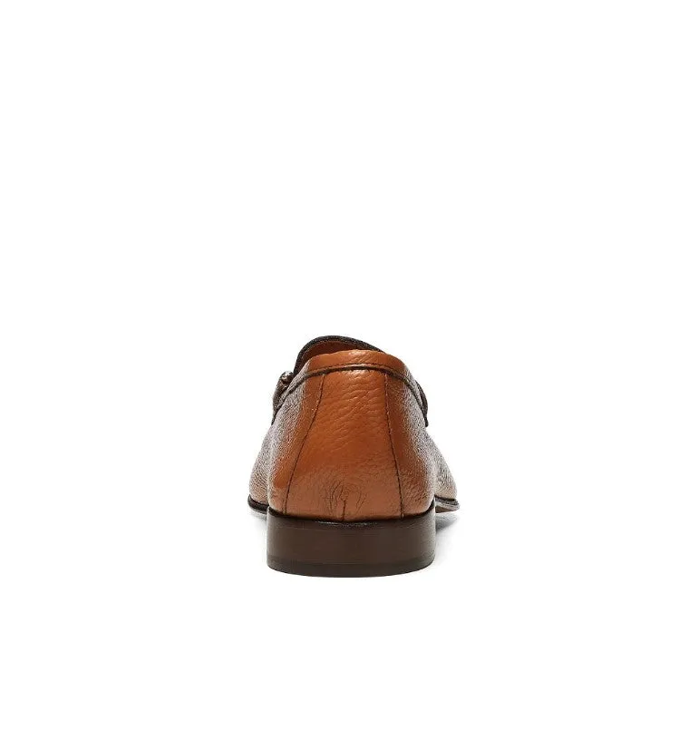 Calf Leather Loafer w Metal Buckle - Cognac