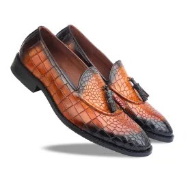 Crocodile Tassel Loafers Hand Finished