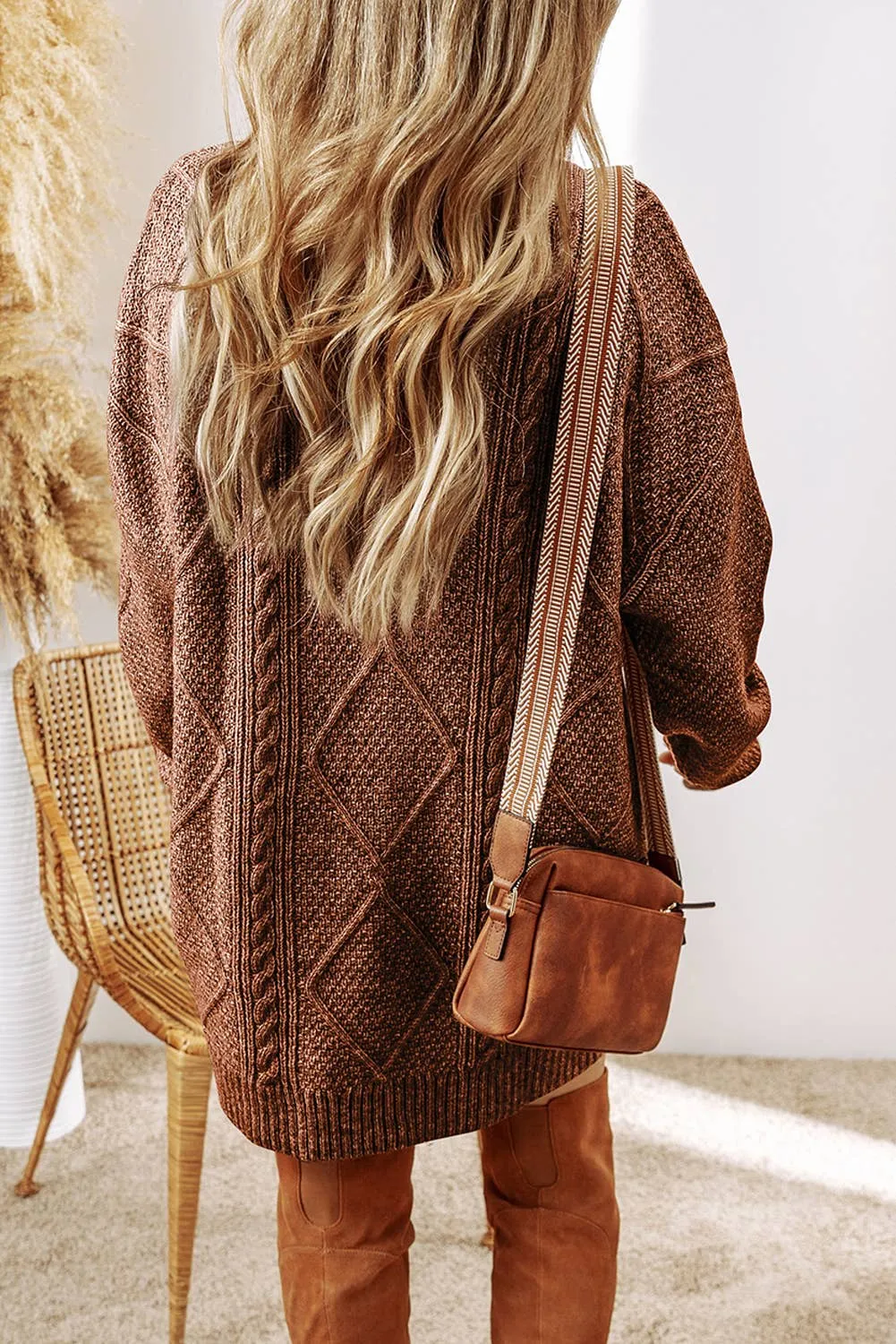 Grace Cable Knit Loose Fit Knit Sweater Dress