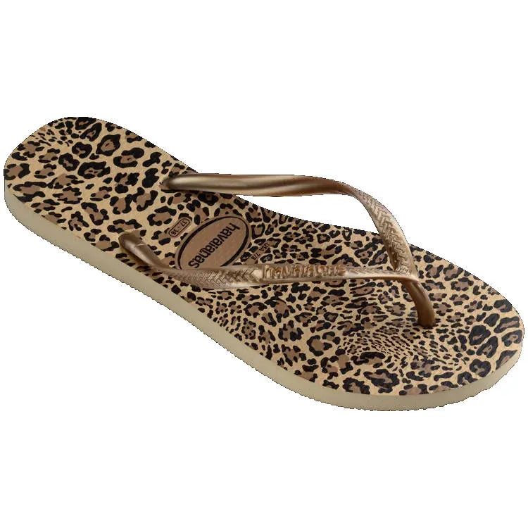 Havaianas Womens Slim Animals Sand Grey Golden