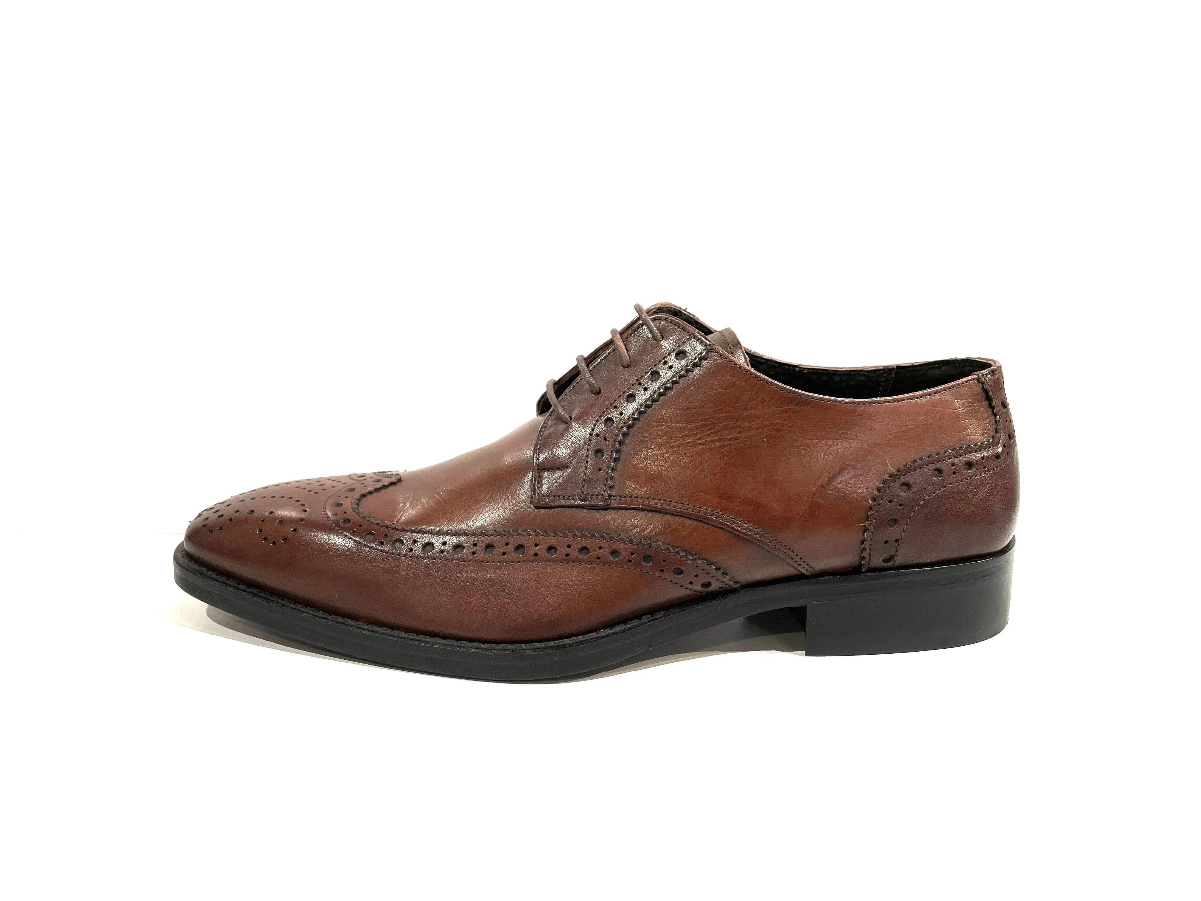 Italian Leather Brogue Oxfords - Brown