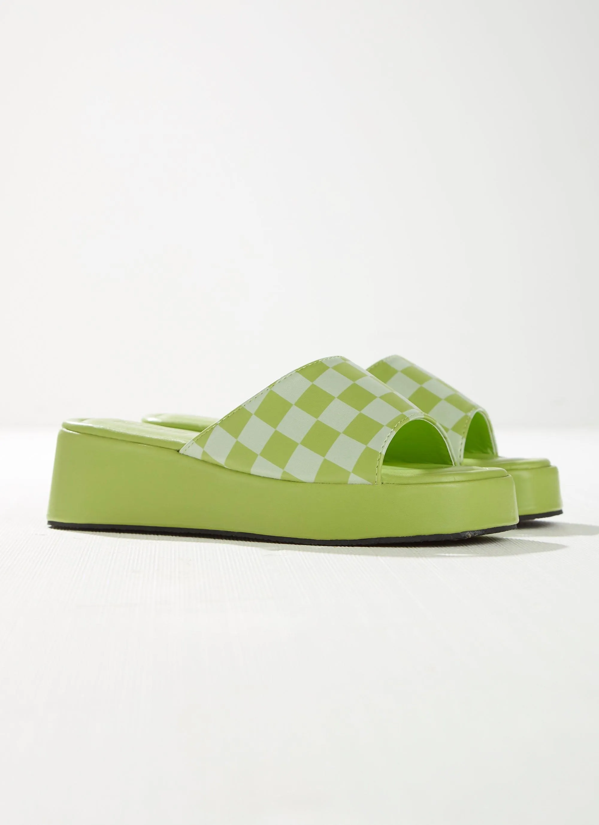 Kimora Mule - Lime Checkerboard