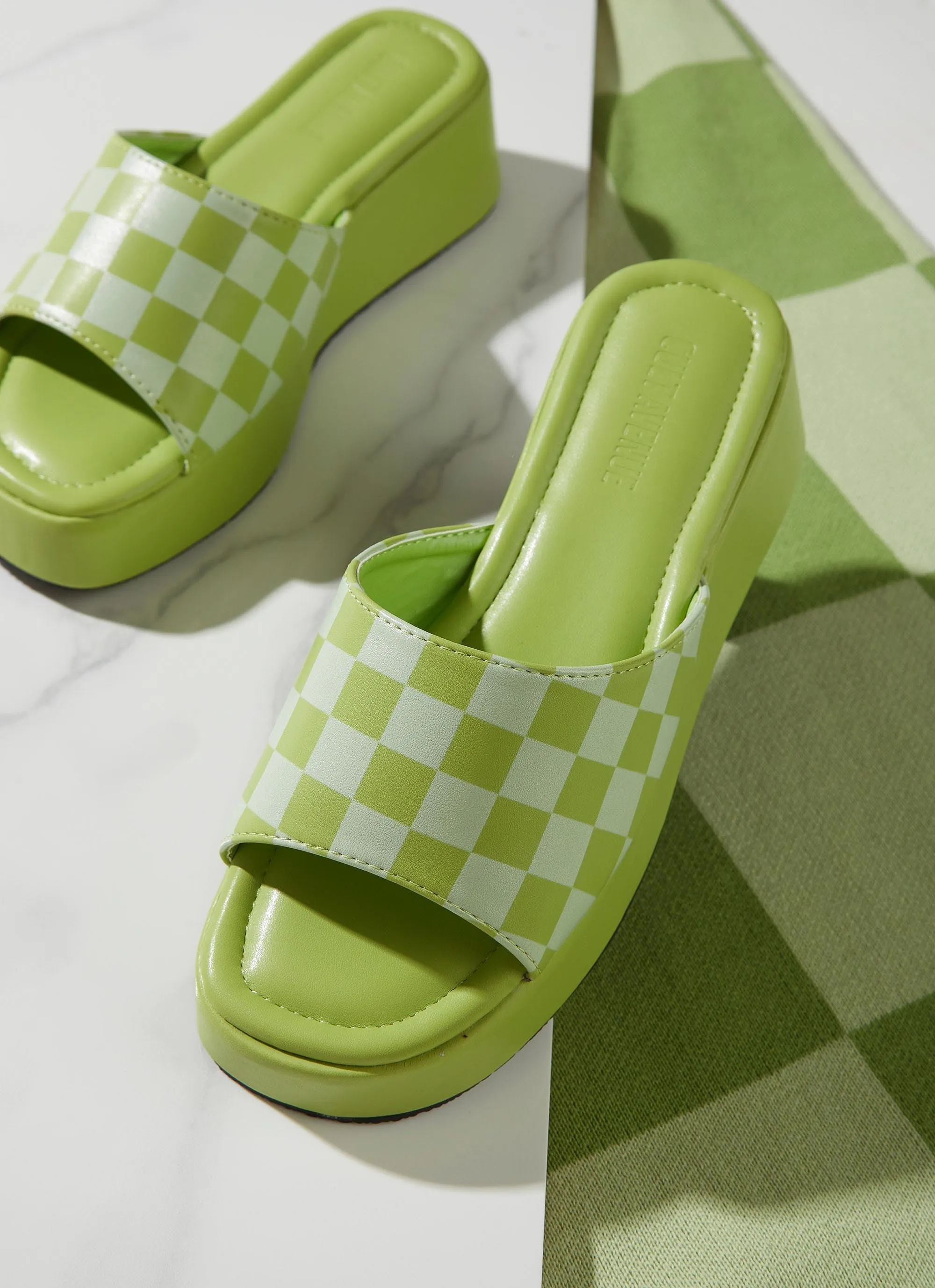 Kimora Mule - Lime Checkerboard