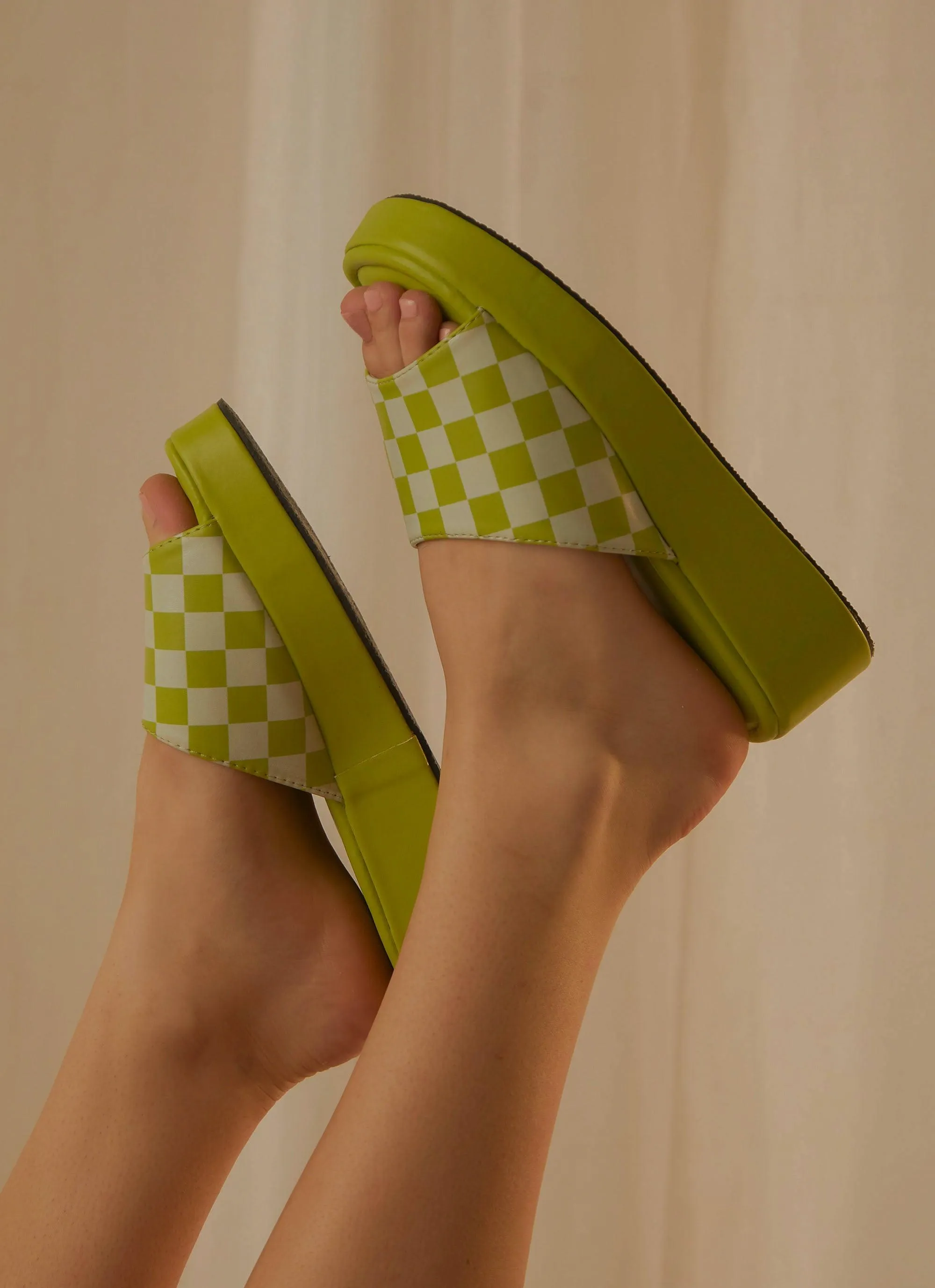 Kimora Mule - Lime Checkerboard