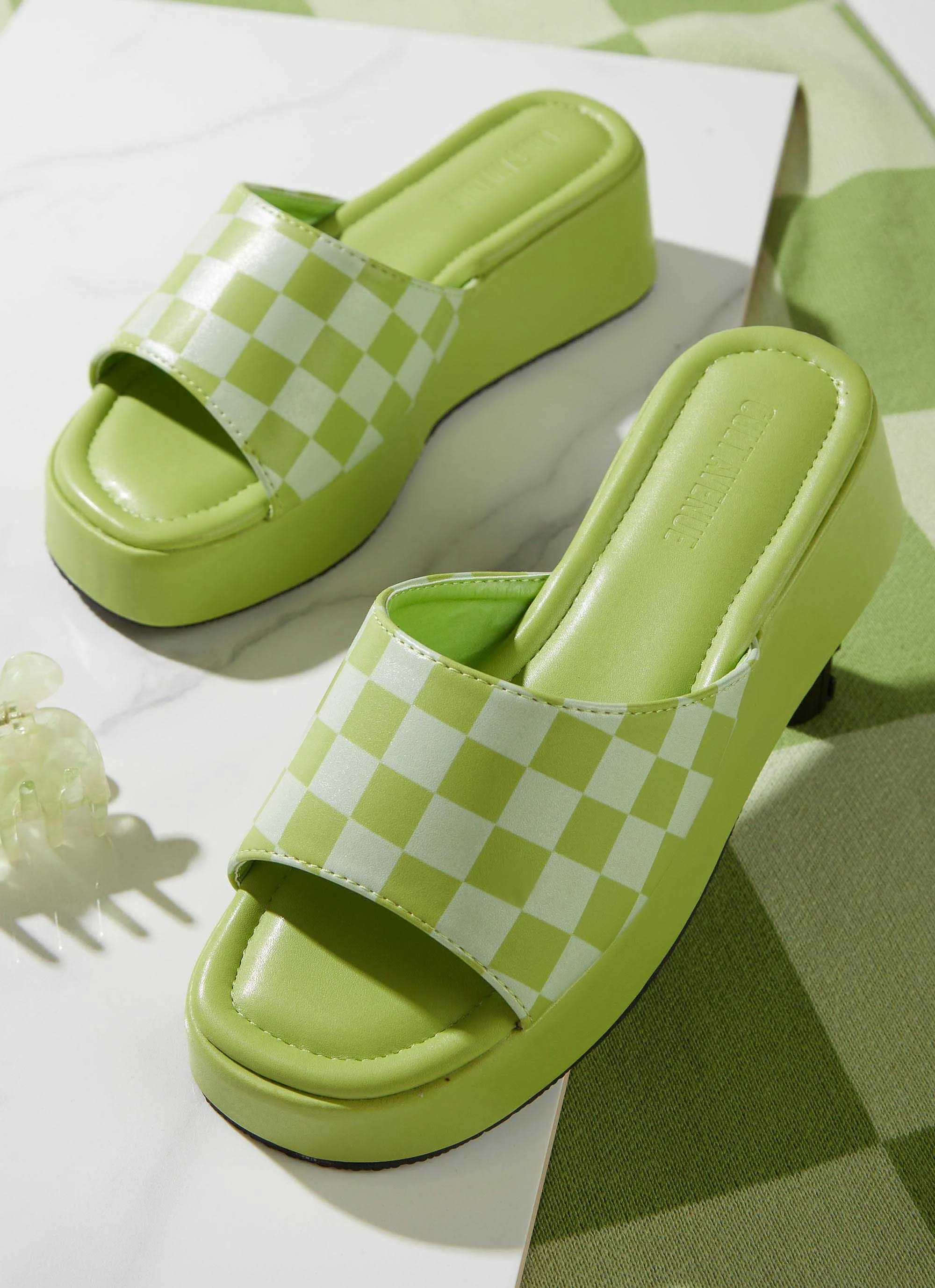 Kimora Mule - Lime Checkerboard