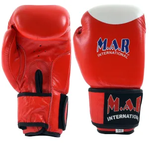 MAR-107B | Red Genuine Cowhide Leather Boxing/Kickboxing Gloves