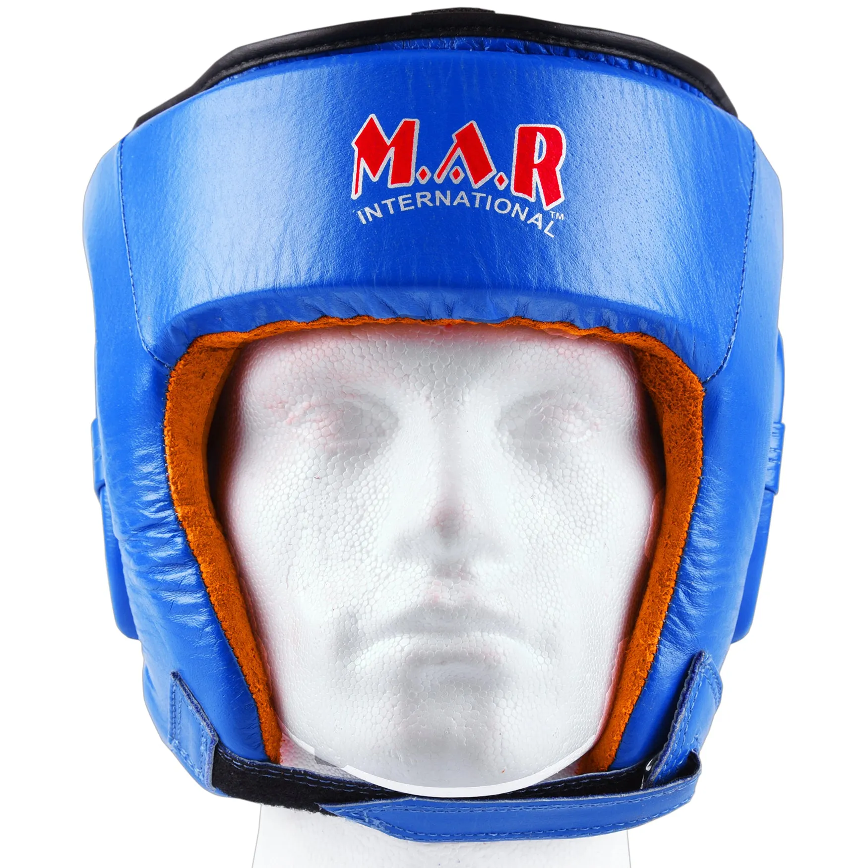 MAR-132C | Blue Genuine Cowhide Leather Head Guard For Competitions