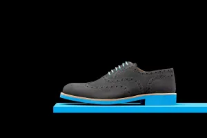 Mens Grey & Blue Suede Wingtip Dress Shoes